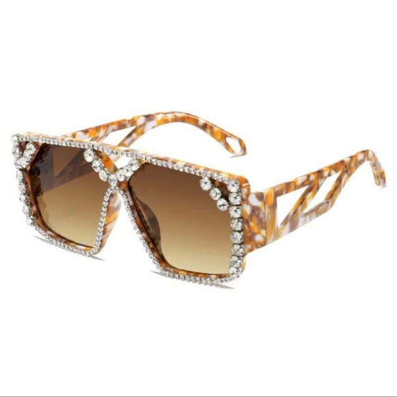 RHINESTONES MARBLE WOMENS SUNGLASSES - Picture 1 of 5